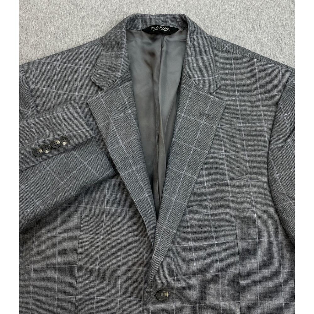 Jos A Bank Blazer Mens 40S Windowpane Silk Wool Blend 2-Button Signature Lined